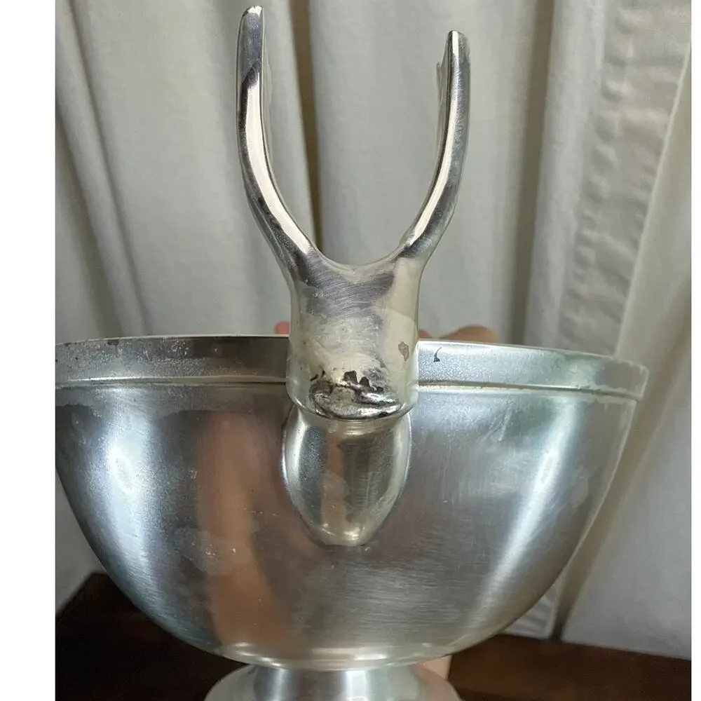 Crate and Barrel Metal Small Reindeer Candy Snack Bowl Christmas Holiday India